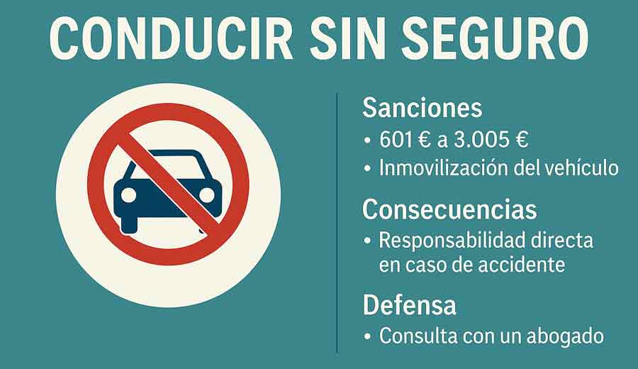 Conducir sin seguro: sanciones, consecuencias legales y defensa