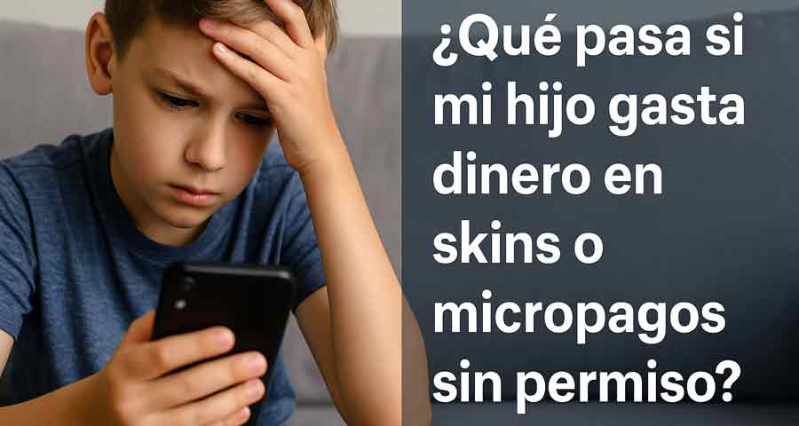 ¿Qué pasa si mi hijo gasta dinero en skins o micropagos sin permiso?